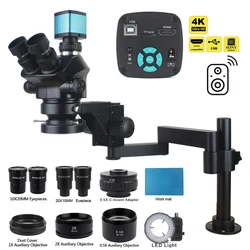 3.5-200X microscopio trinoculare Stereo Simul-focale 4K 48MP 1080P HDMI VGA USB morsetto per videocamera pieghevole tipo di estensione Set di Base