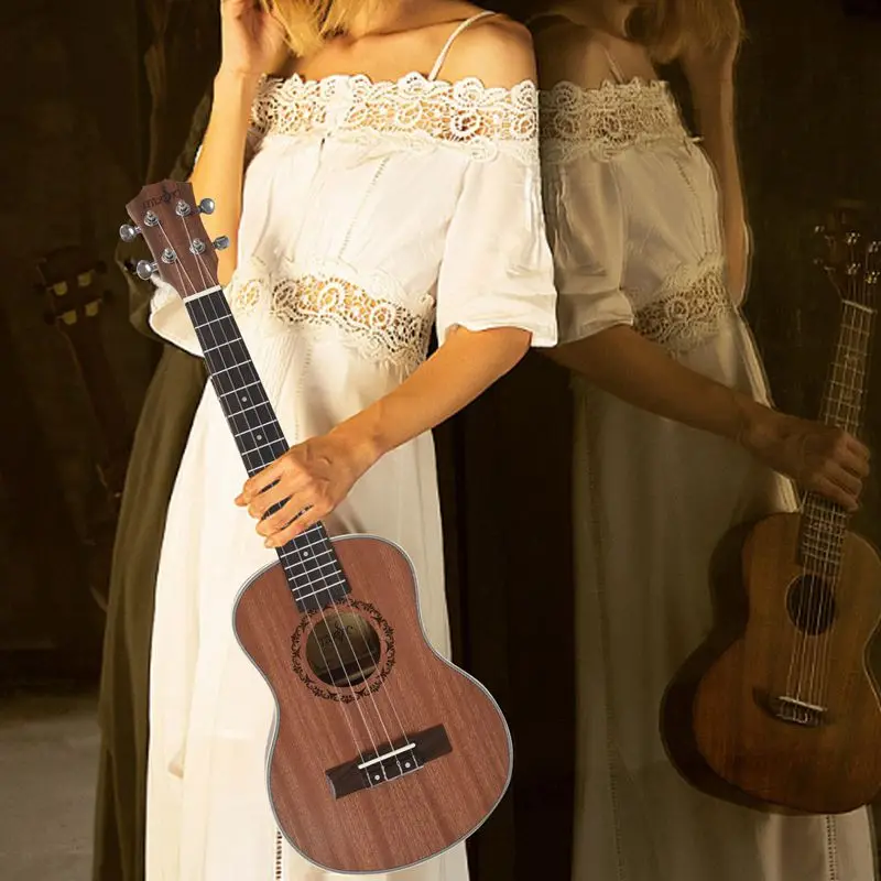 

Теноровая акустическая электрическая гавайская гитара, 26-дюймовая гитара, 4-струнная гавайская гитара ручной работы из дерева, красное дерево