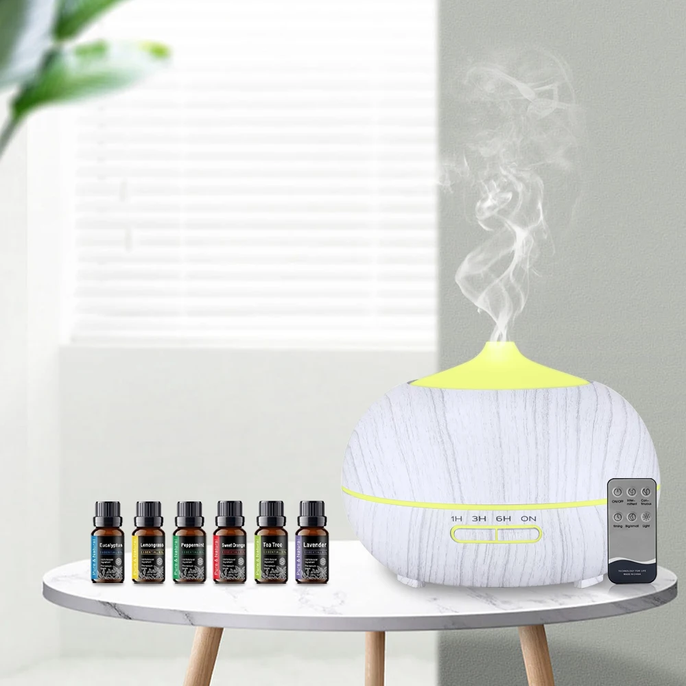 

550ml For Home Essential Oil Aroma Oil Diffuser Remote 7 LED Colors 6 Oils Ultrasonic Humidifier