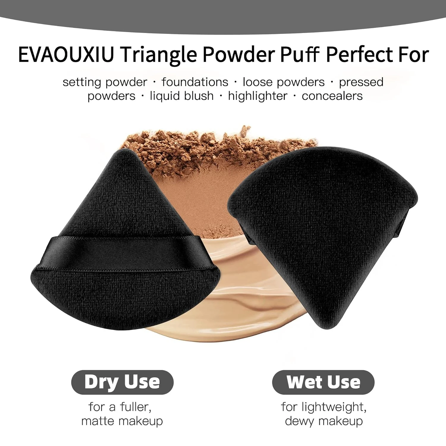 Luxurious Cosmetic Foundation Blending Tools with Setting Powders & Velour Powder Puffs