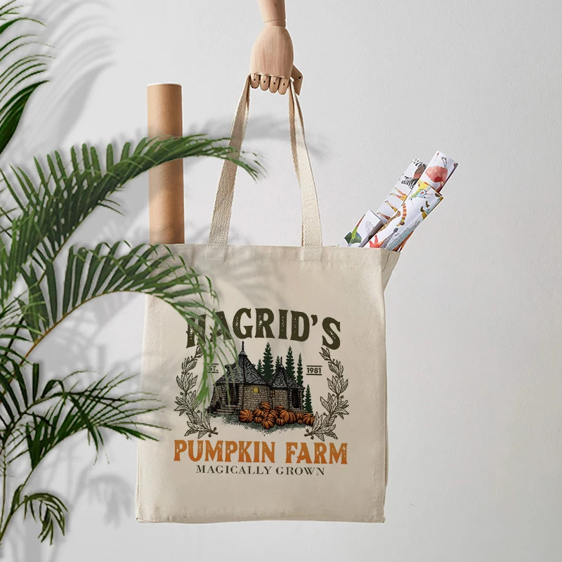 Hagrid is est-Bolso de lona plegable para compras, bolsa de hombro de lona para regalo de Halloween, cultivo mágico de granja de calabaza, a la moda, 1981