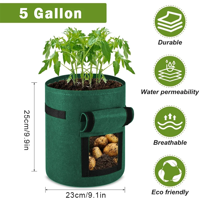 SPONDWILD 5/7/10/15 Gallon Grow Bags, Thickened Non-Woven Fabric Pots with  Handles, Plant Containers for Potato Tomato Garden - AliExpress 15