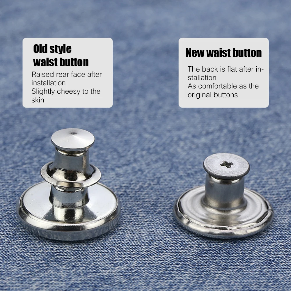 Alloy Jeans Buttons Sewing-Free Removable Adjustable Pants Waist Button Sewing Screw Repair Kits Jean Buttons Accessories