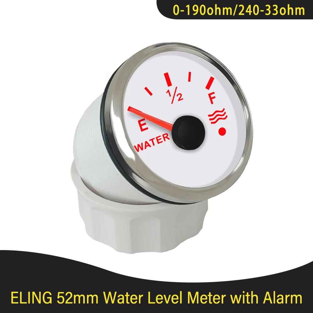 Newest Car 52mm Water Level Gauge Meter 0-190ohm 240-33ohm with Red Backlight and Alarm for Ships Motorcycle Universal 12V 24V