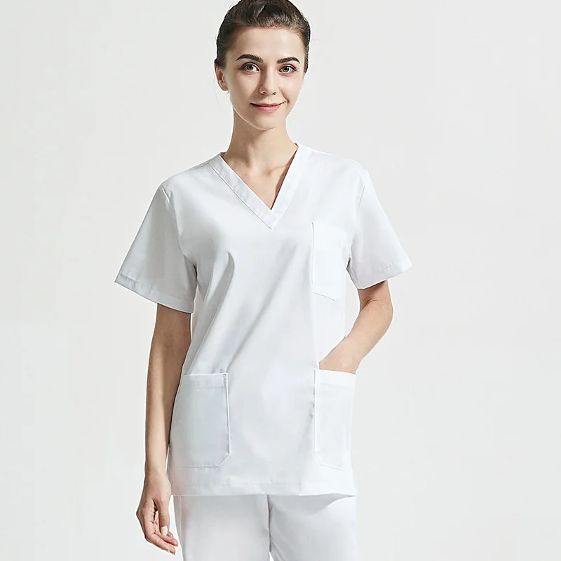 White Color Medical Uniforms Women Scrubs Sets Hospital Tops Pant Workwear Suits Dental Clinic Beauty Salon Lab Work Clothes