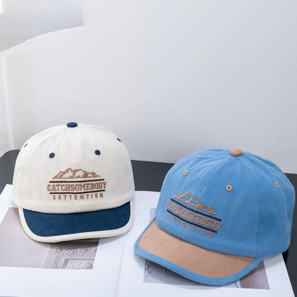 Simple Korean Style Short Brim Baseball Hat Embroidery Casual Letter Baseball Cap Soild Color Cotton Peaked Cap Women