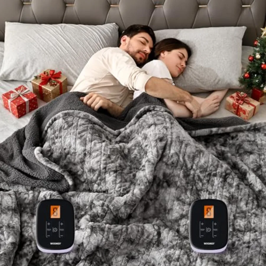 

Heated Blanket Queen Size Dual Control Electric Blanket 84"x 90" Double-Sided Faux FurandSherpa Overheat Protection 10 Heating
