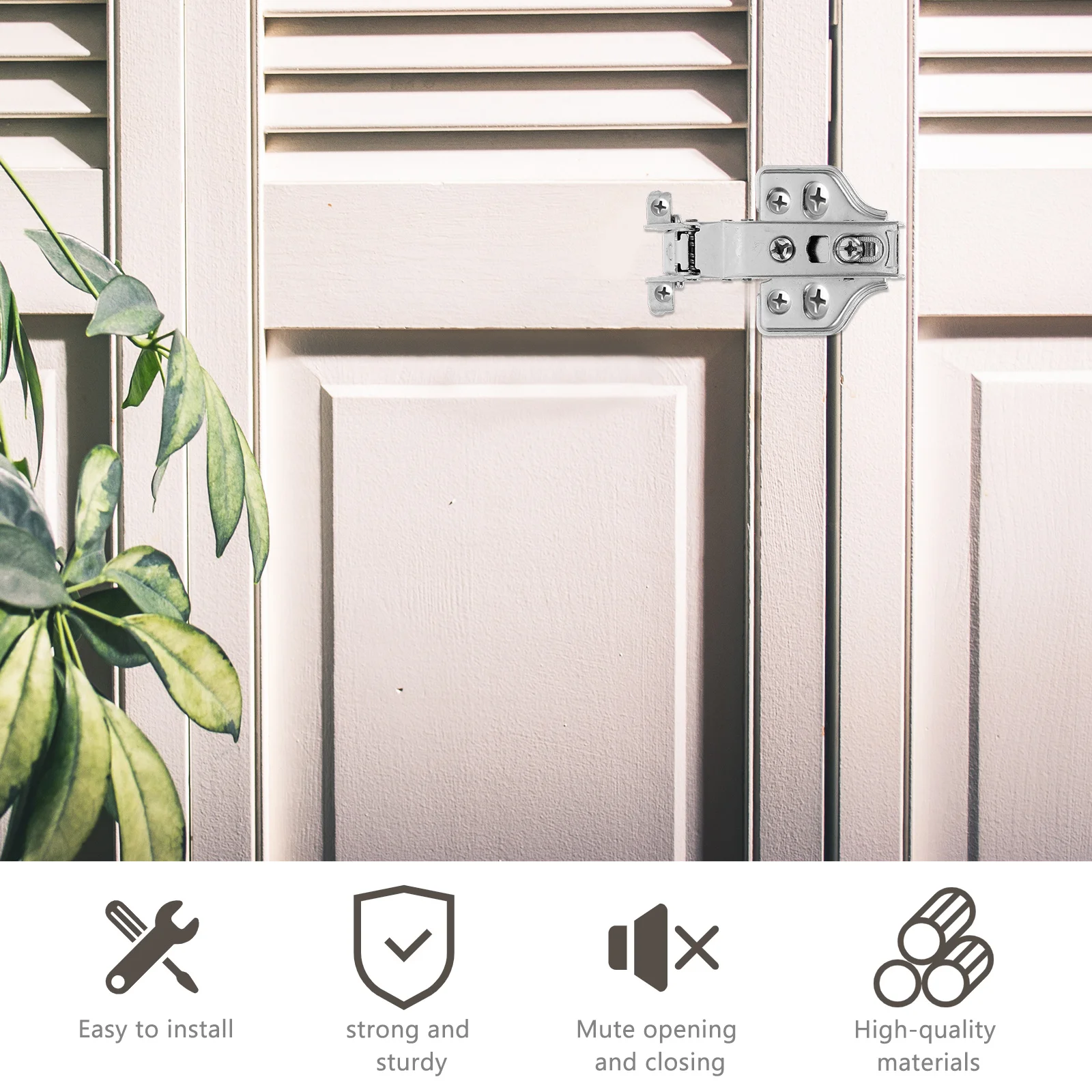 

4Sets Premium Silent Cabinet Hinges Rust Proof Metal for Wardrobe Door Glass Door Furniture Replacement Hinges