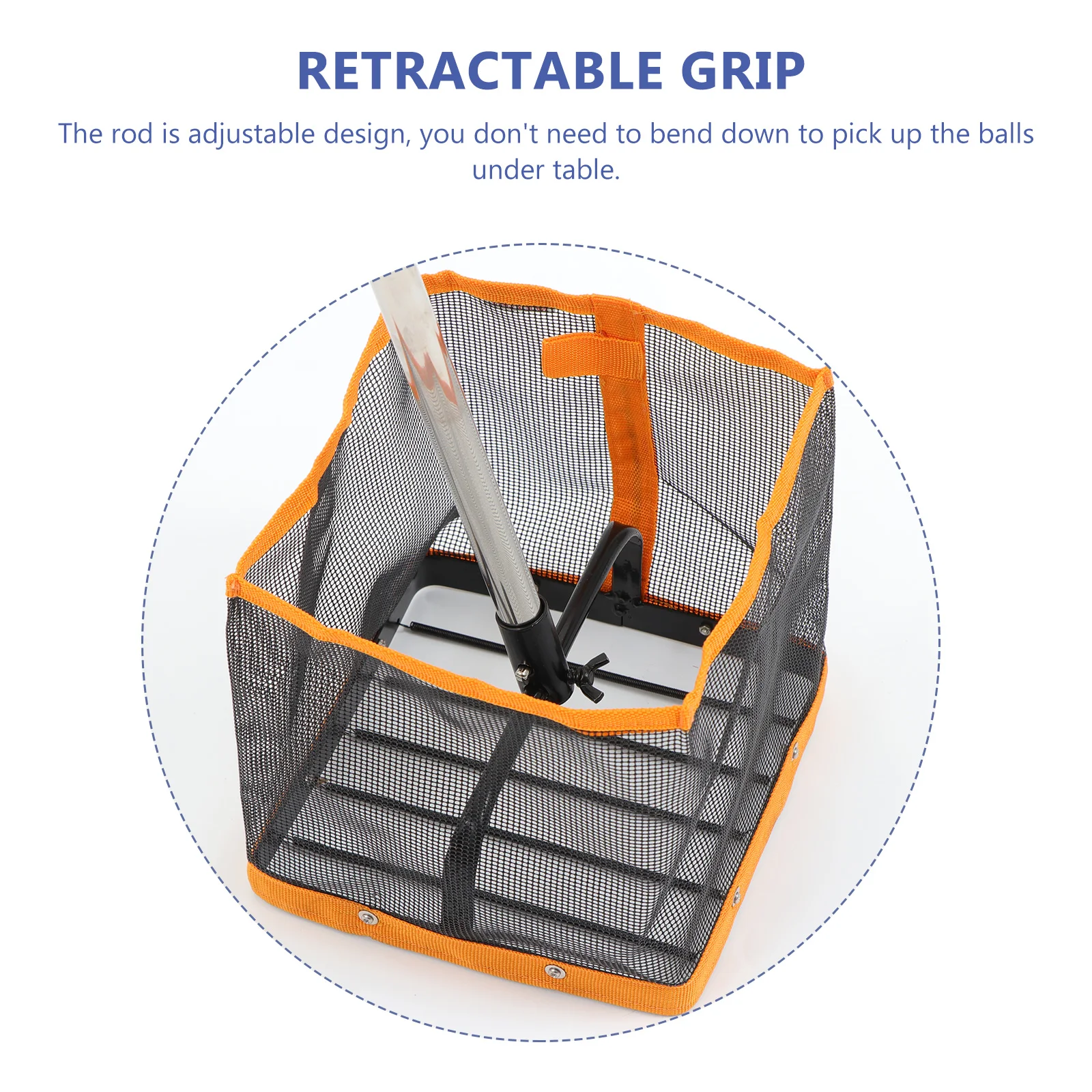 

1pc Table Tennis Ball Catcher Retractable Handle Adjustable Rod Durable Thick Material Easy Storage Space Saving Blue for Kids