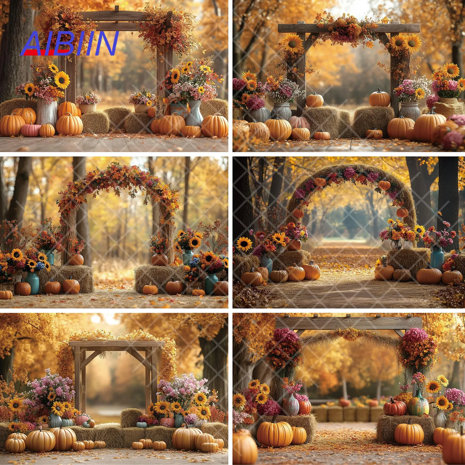 

Осенняя деревянная арка, цветок, фон для фотосъемки, деревенские осенние листья, тыква, стог сена, детский портретный фон для беременных, декор