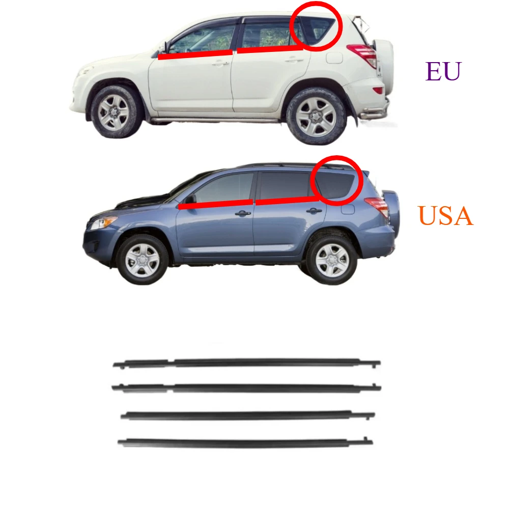 

4 Pcs 91cm Windows Rubber Outside for Toyota RAV4 2008-2012 Glass Protector Weather Strip for RAV-4 Glass Laminate 75721-42020