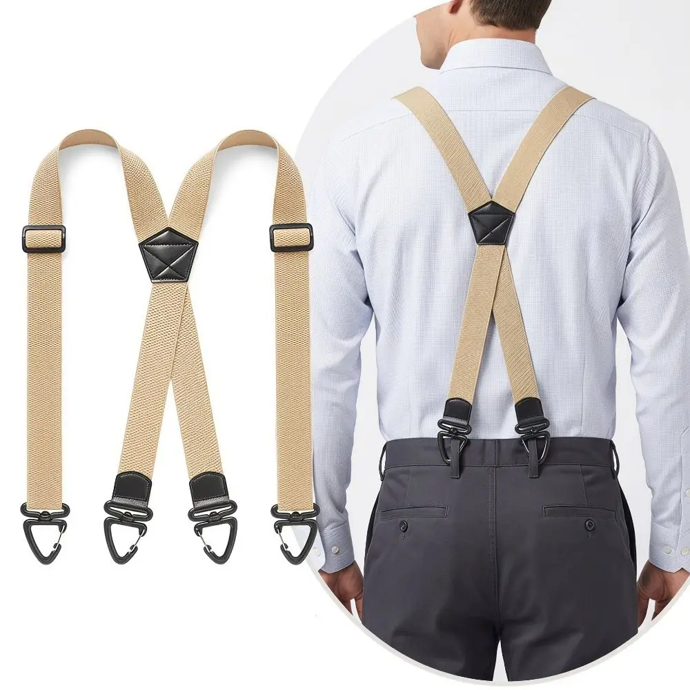 Heavy Duty Work Suspenders 3.8cm Wide with 3/4 Rotatable Gripper Clasps Elastic Pants Braces Elegant Y-Type X-Type