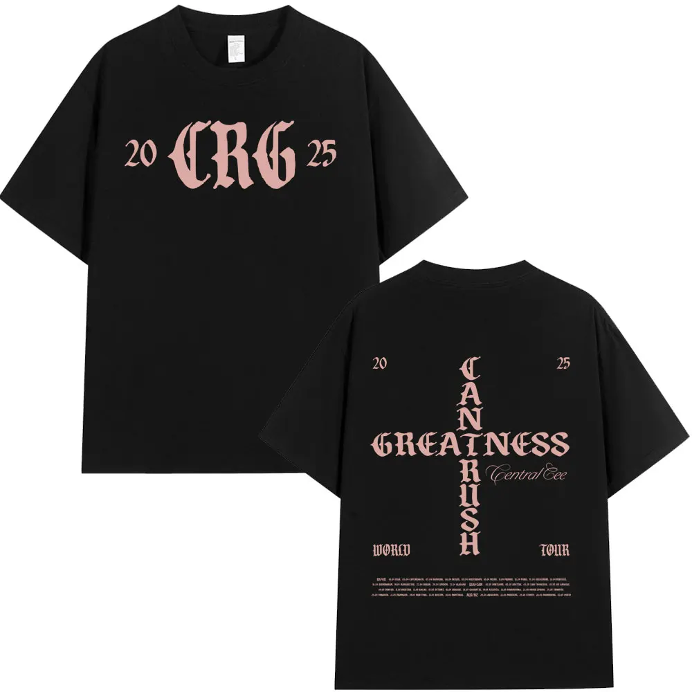 

Футболка Central Cee CAN'T RUSH GREATNESS World Tour 2025 для мужчин и женщин, модные футболки в стиле хип-хоп, летние футболки большого размера из 100% хлопка
