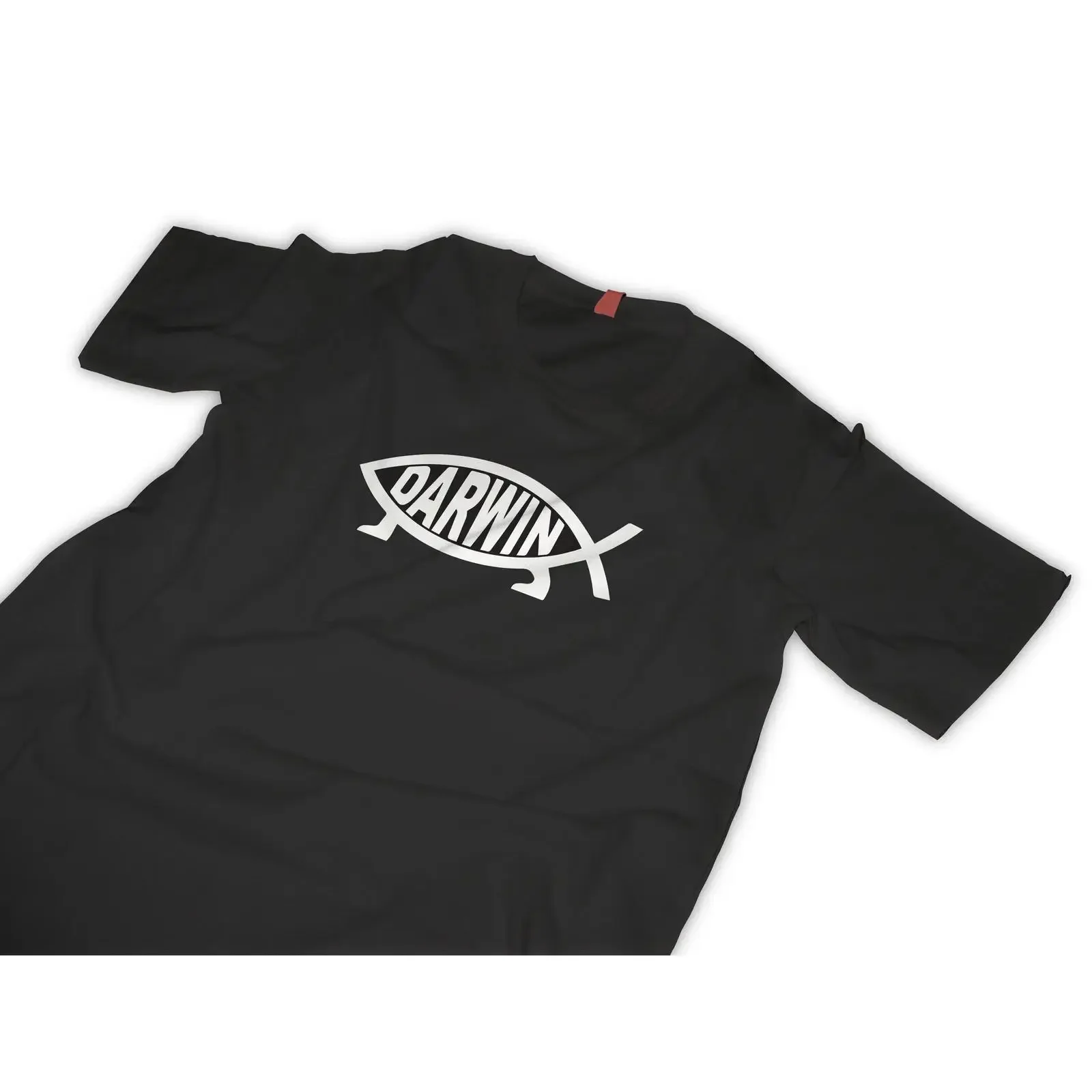 Camiseta Darwin Evolution Fish Top Christian Vintage Lavada Versátil Estilosa Respirável Roupa de Designer Gráfica Masculina Casual