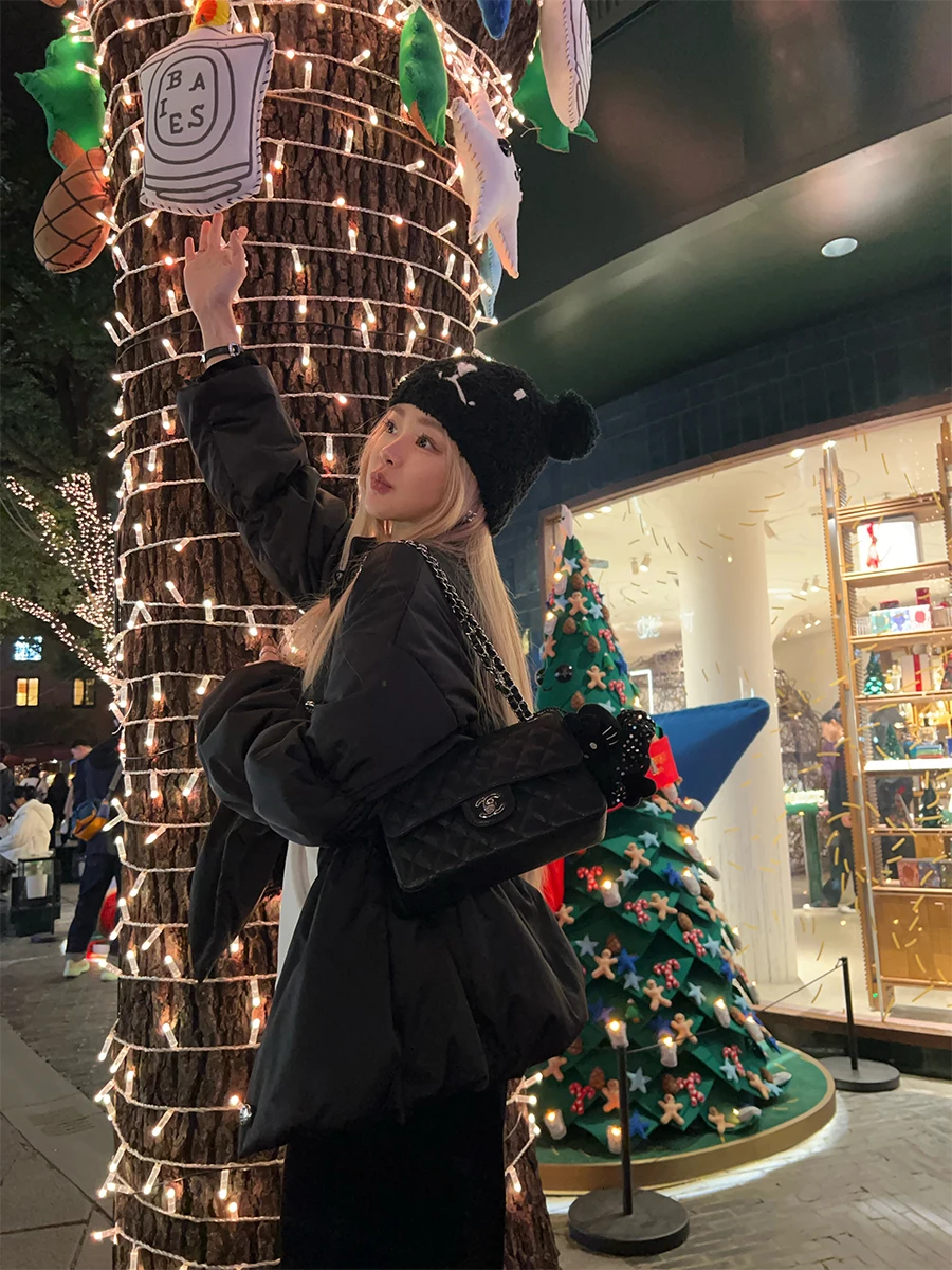 

Tannin Red New Girl Satin Cotton Jaet Thiened Loose Waist Design Autumn Winter Outerwear Simple Sle Long Sl...