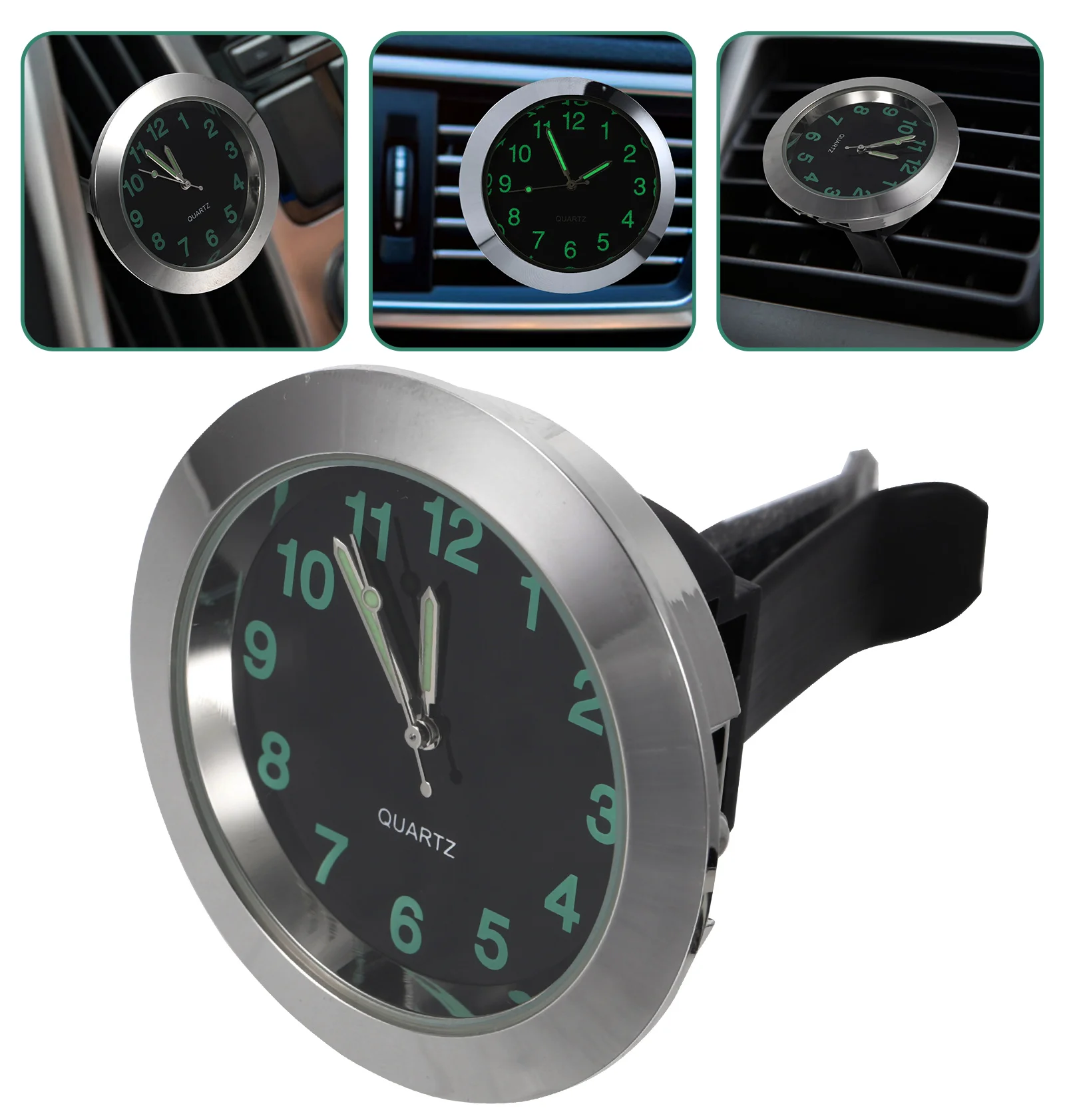 

Dashboard Clock Car Air Outlet Clip Radio Controlled Wall Black Digital