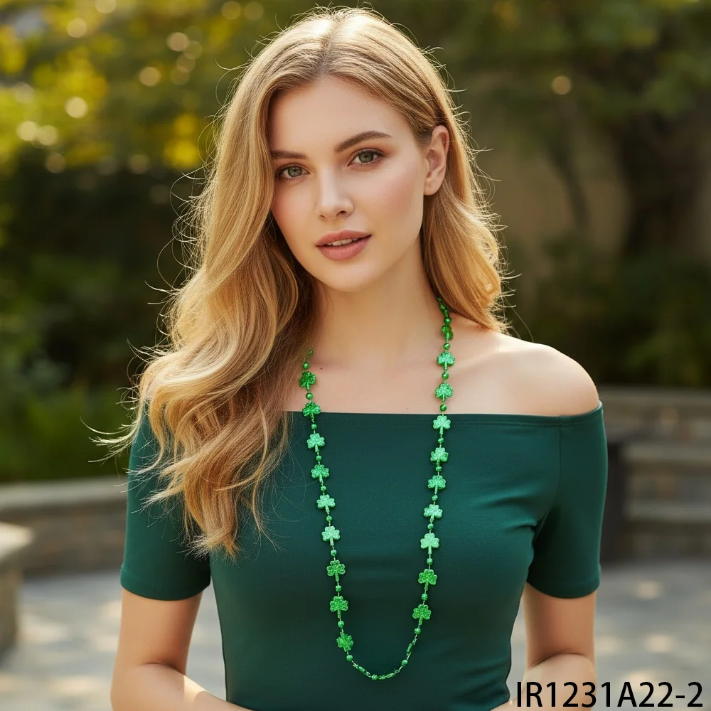 

Ожерелье костюма ко Дню Святого Патрика: ожерелье из зеленого трилистника — аксессуары для ирландского фестиваля и Дня Святого Патрика.