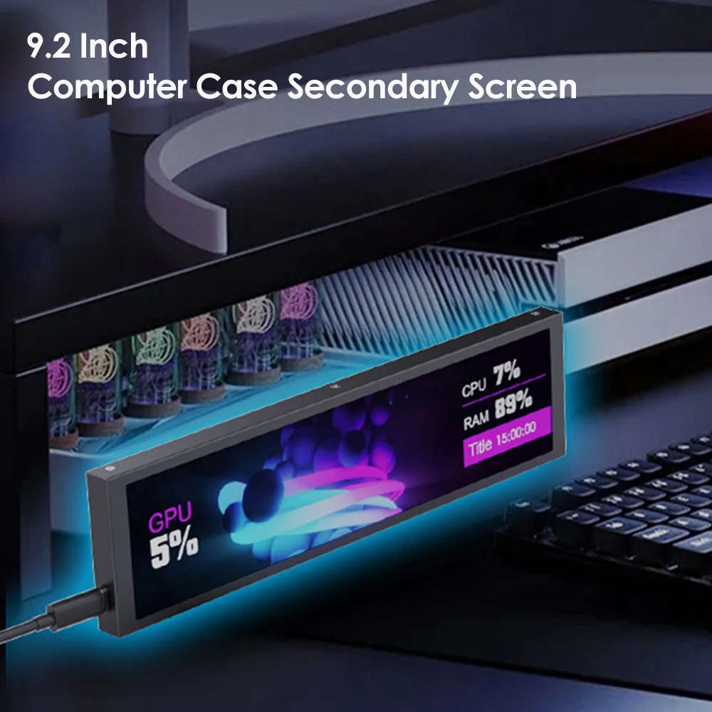 9.2 Inch Computer Case Secondary Screen, PC Case Side Screen, CPU Temperature Monitor Display