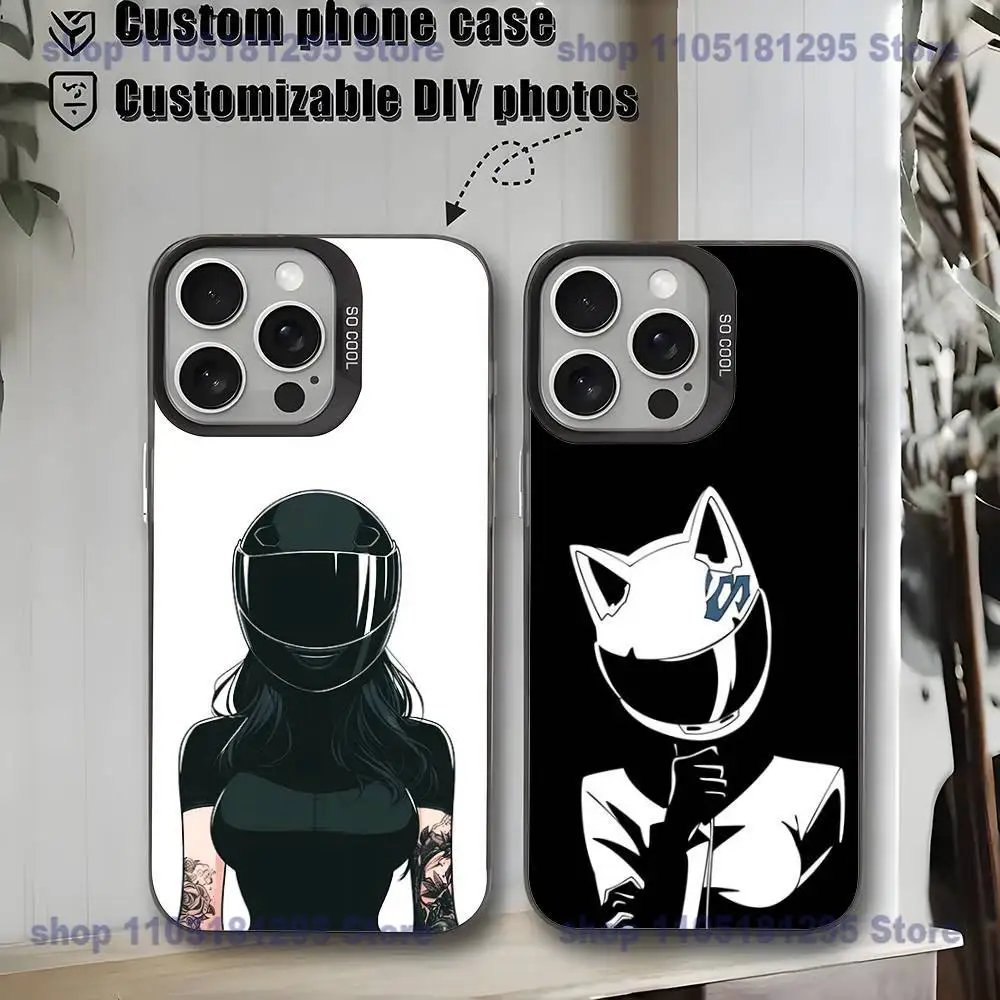 

Female motorcycle rider Phone Case For iPhone17,16,15,14,13,12,11,Mini,Pro,MAX,plus,Black Matte Shockproof Cover
