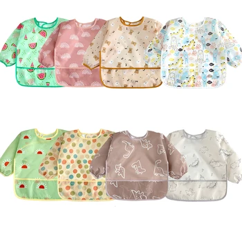 Waterproof Full Sleeve Baby Bibs Children Apron Long Sleeve Feeding Smock Kids Eating…