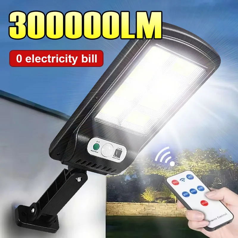 

Недавно модернизированный 300000 LM 8000 мАч Солнечный светодиодный светильник Наружный датчик движения Солнечные лампы Мощный солнечный свет Садовый настенный уличный фонарь