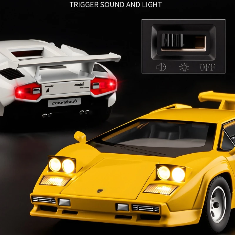 1:24 カウンタック LP500S スポーツカーおもちゃダイキャスト合金ミニチュアモデルサウンドライトプルバック車両大人の男の子のギフト
