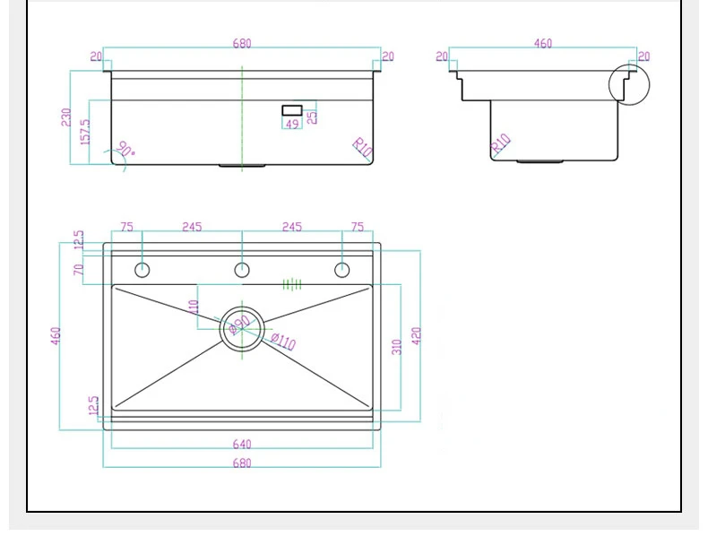 Imagem -06 - Kitchen Sink Hidden Design Casa e Uso Comercial Preto Nano