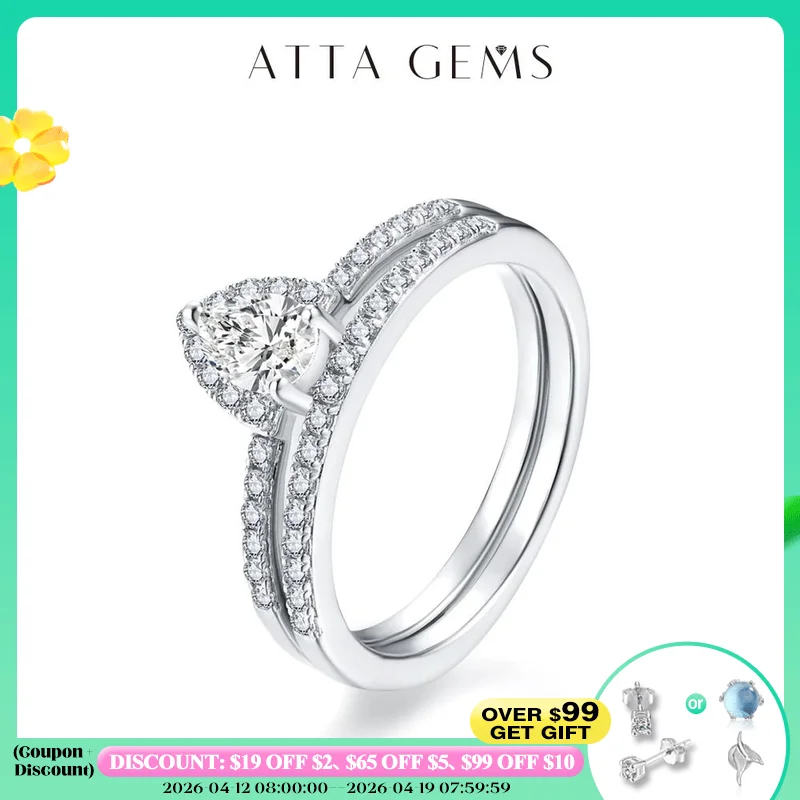 

ATTAGEMS New 925 Sterling Silver White Gold Round Excellent Cut Moissanite Ring for Women Man Engagement Weddiing Bang Jewelry
