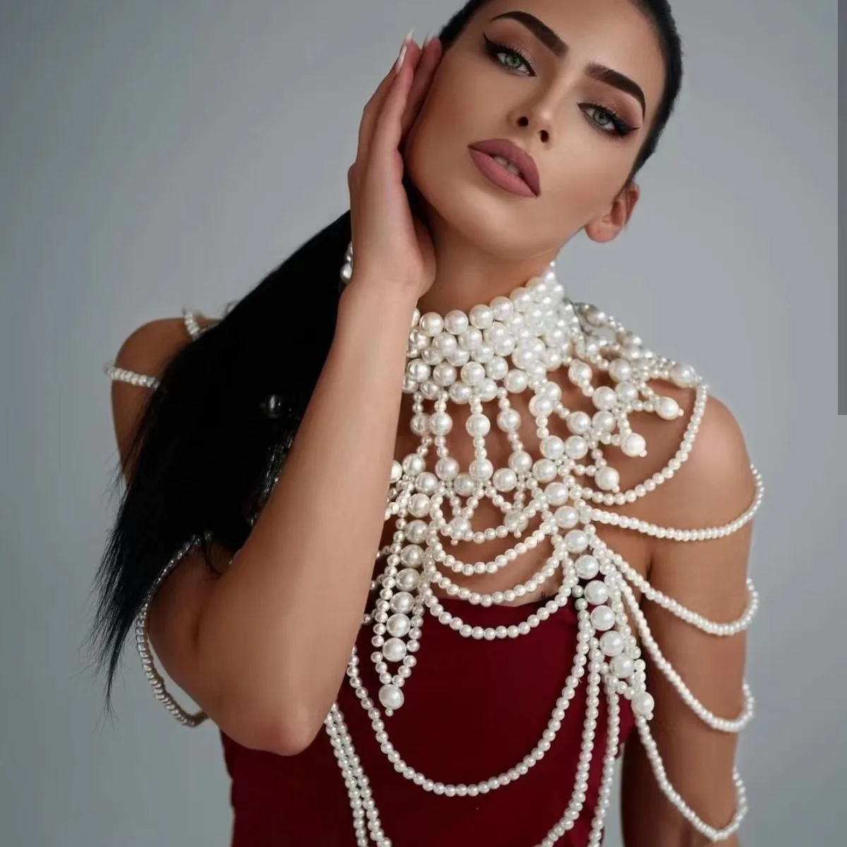 Body Jewelry Sexy Chest Chain simulated pearl handwork Skirt Chain Three Point Thong Chain Bra Chain Bikini Chest-wrapped Chain