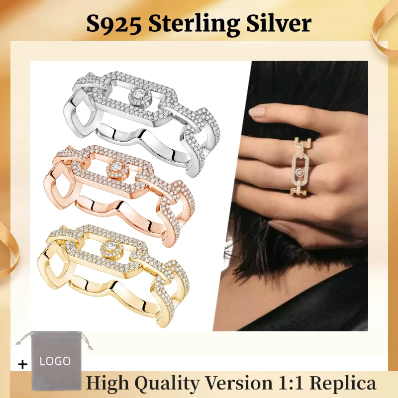 Fashion So Move Two Finger Ring Avant-garde Personality  Design Jewelry For Women S925 Pure Silver High-end Banquet Jewelry Gift