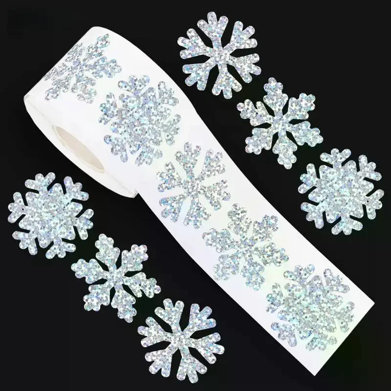 

500Pcs Party Christmas Gift Wrapping Label Children Scrapbook Stationery Decals Laser Christmas Snow Stickers