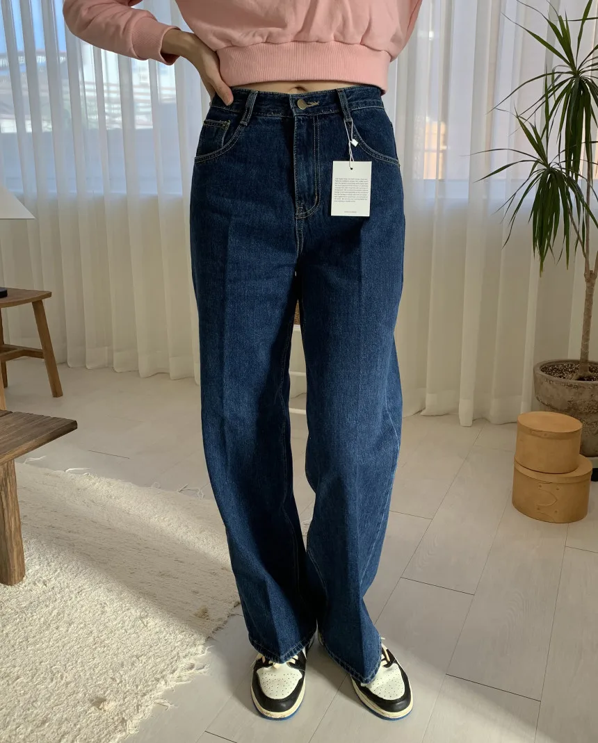 High Waist Straight Jeans Women Streetwear Korean Fashion Vintage Denim Pants Female High Street Chic Baggy Jean Mom