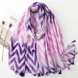 2024 Fashion Ombre Wave Striped Line nappa scialli in viscosa sciarpa involucro di alta qualità Pashmina stola Bufandas Hijab musulmano 180*90Cm