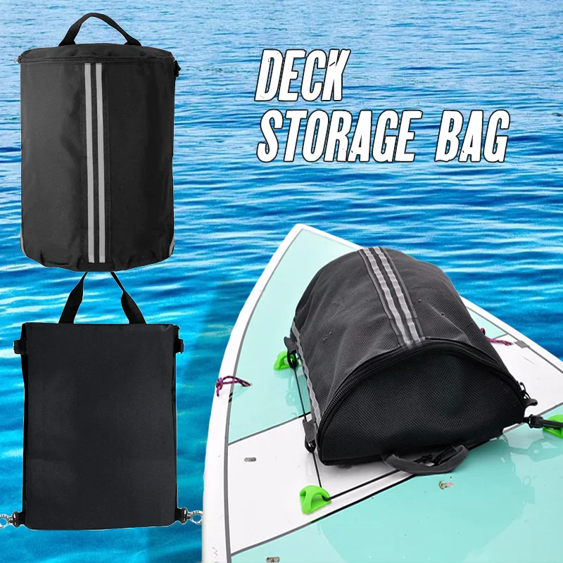 Paddle Board Storage Bag com fivela de fixação, deck impermeável, portátil para caiaque e surf, faixa reflexiva, ao ar livre