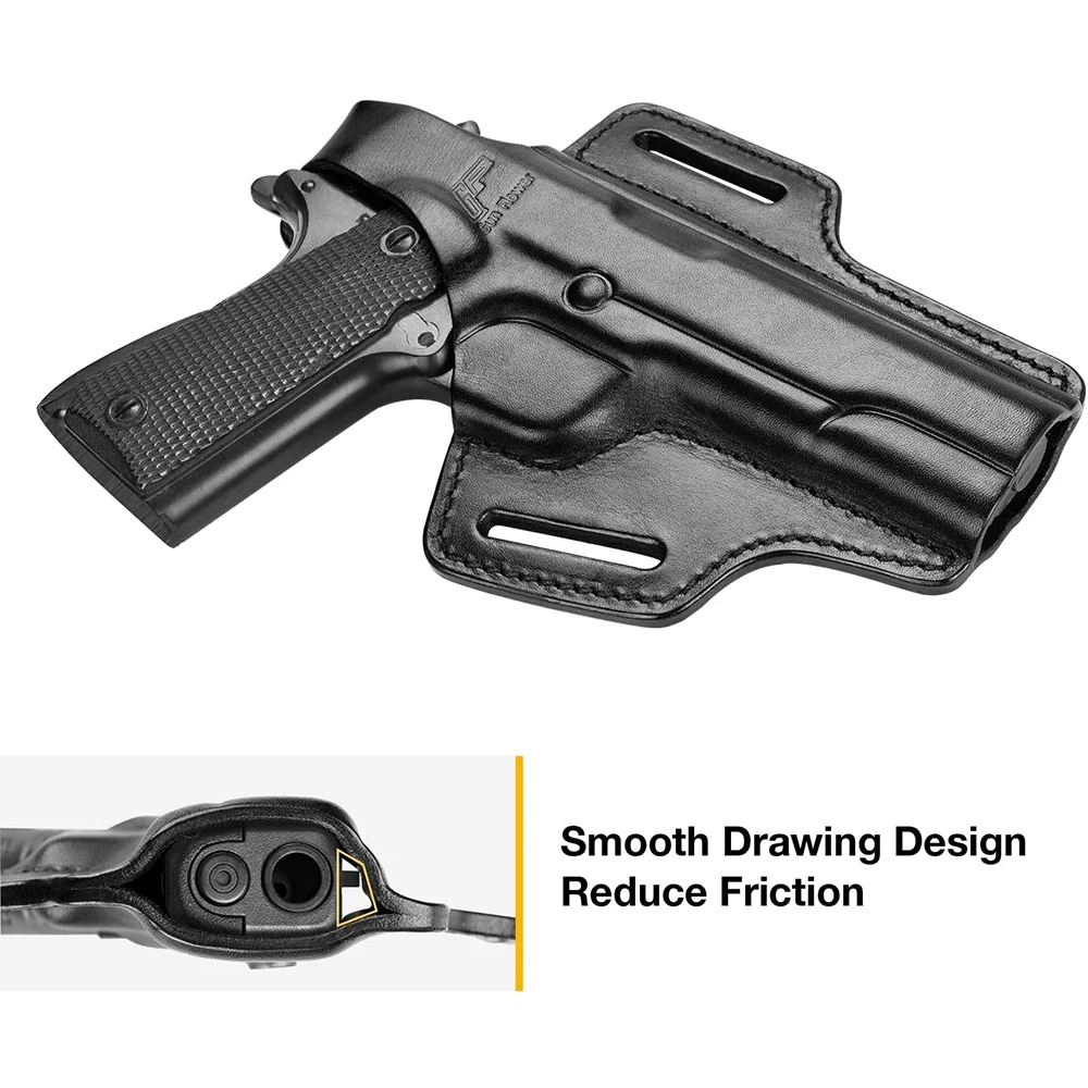 For Colt 1911,Gun&Flower Tactical OWB Appendix Ambidextrous Holster 2 Slot Pancake Leather Gun Holder Pouches