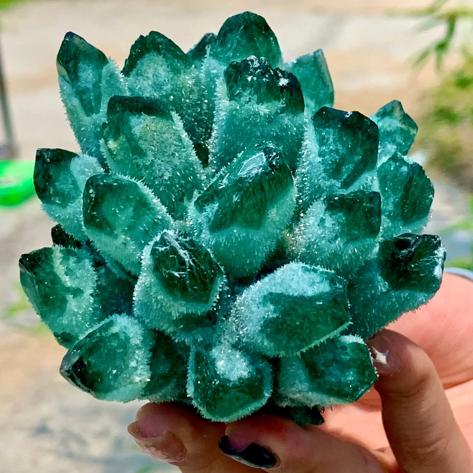 Beatiful Green Tibetan Quartz Crystal Cluster Specimen Healing