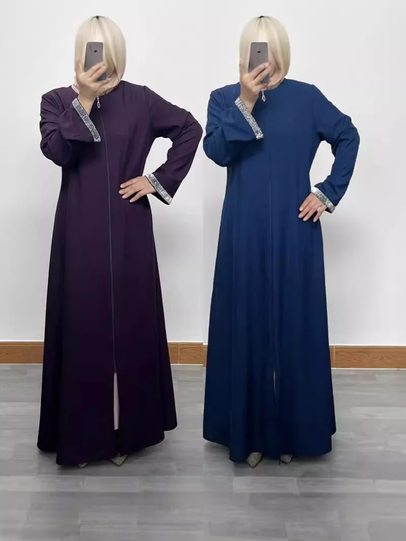 

Middle East vacation Muslim robe Dubai luxury fashion cardigan with Turkish beach skirt long women's clothing