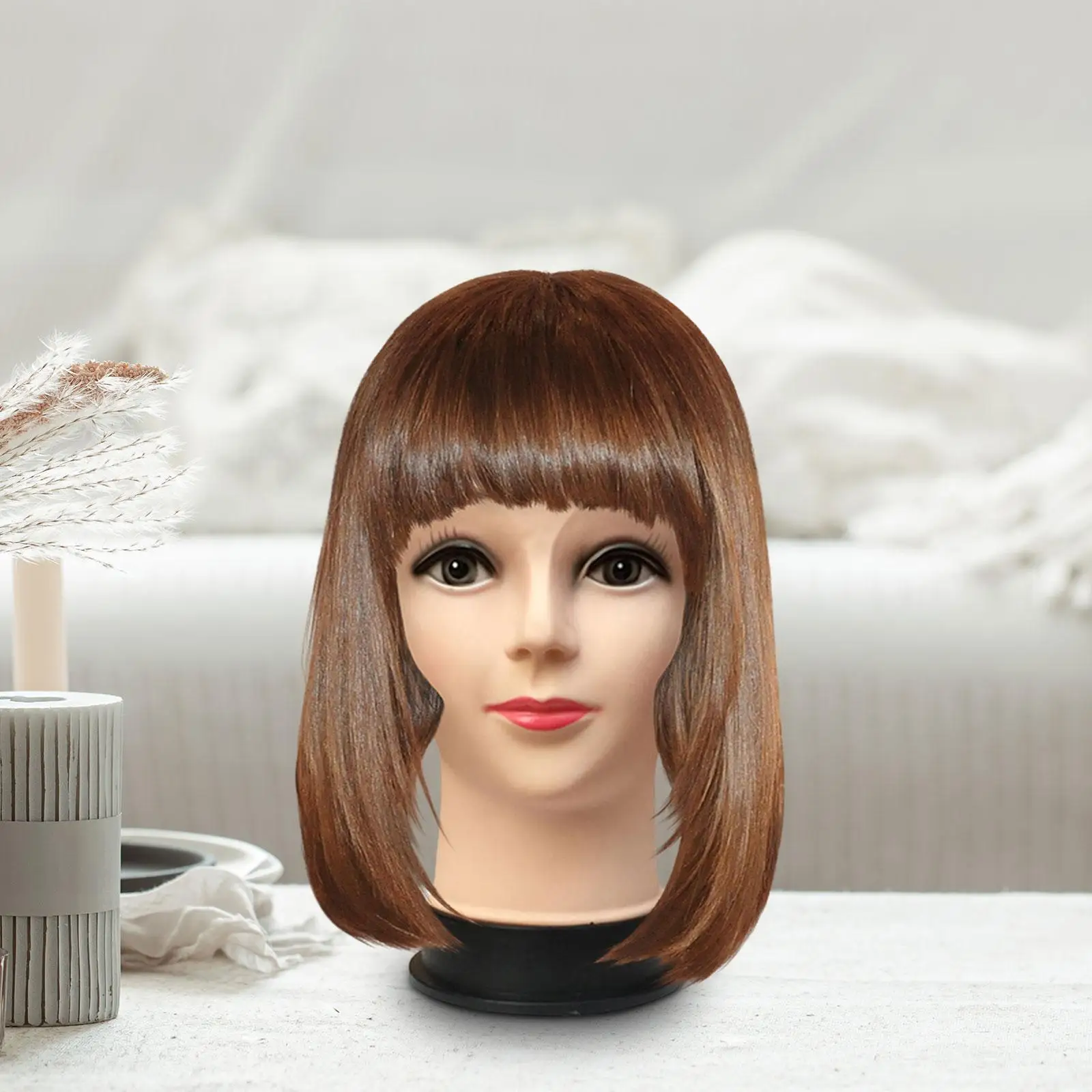 

Female Bald Mannequin Head, Foam Head Realistic Makeup Doll Head Manikin Head Foam Display Stand for Eyeglass Headset Display