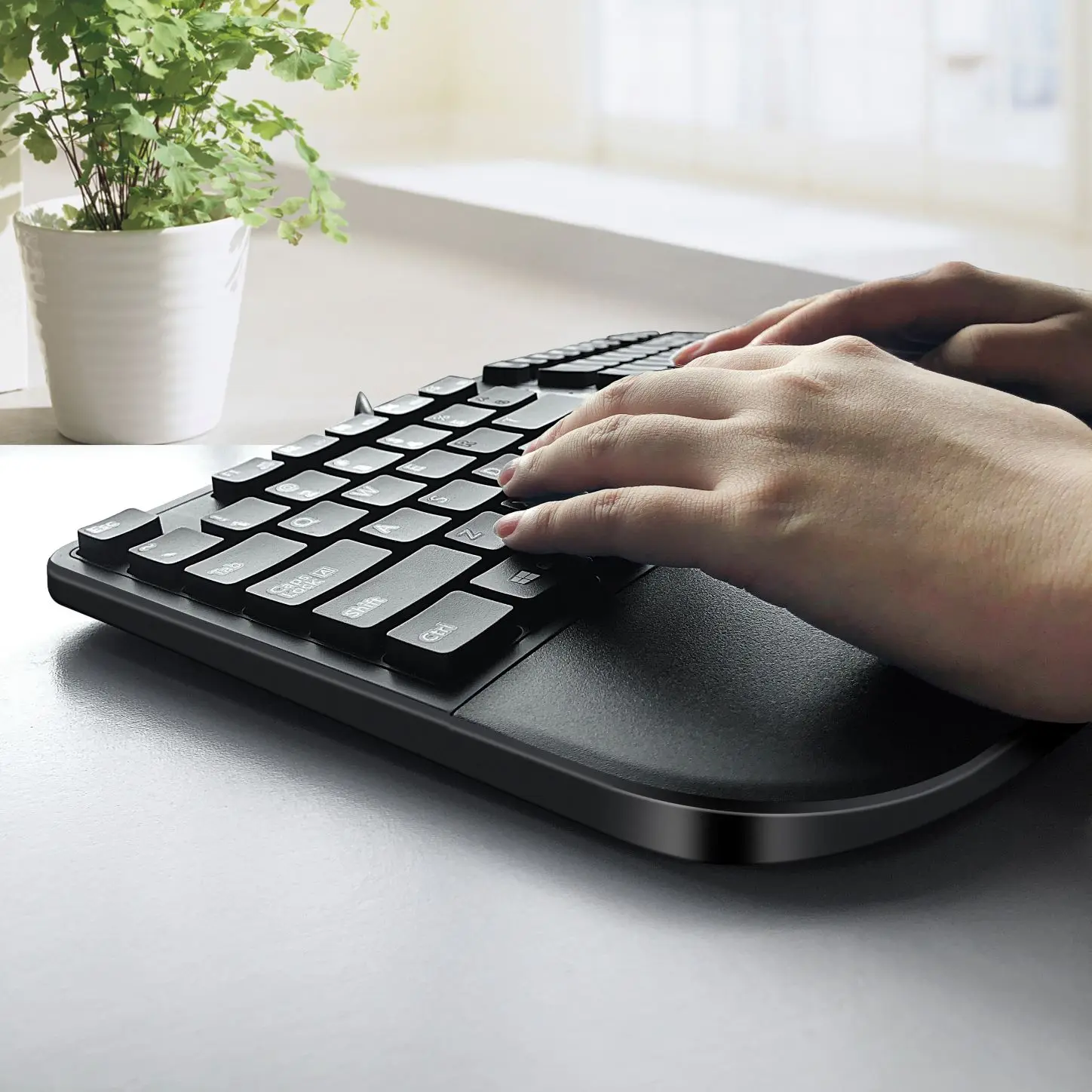 AOPEI Ergonomic Split Keyboard with Wrist Rest Design, Wired USB Ergonomic Keyboard for Windows Mac Android