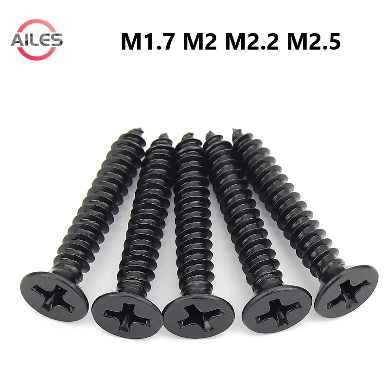 

M1.7 M2 M2.2 M2.5 M3 Black 304 Stainless Steel Phillips Cross Recessed Flat Countersunk Head Wood Srews Bolts