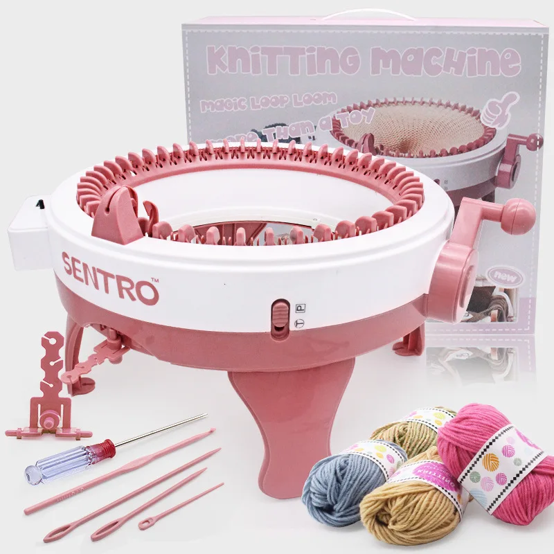 48-Needle Round Knitting Machine, Jumbo Cylinder Loom for Scarf Hat & Sock Making with Wool Yarn