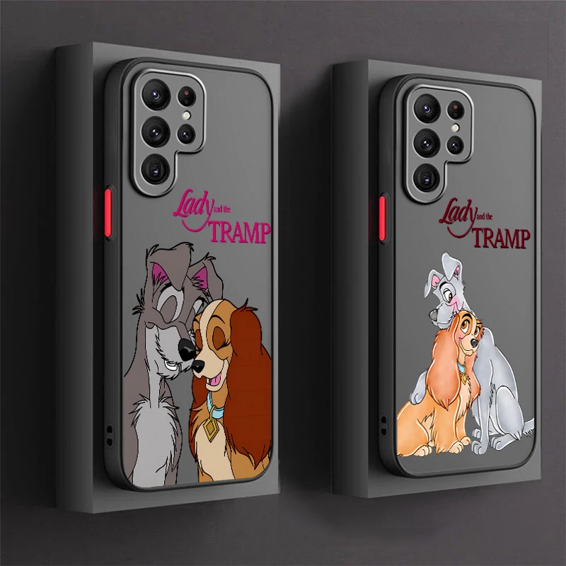 Lady And The Tramp Disney For Samsung S24 S23 S22 S21 Ultra S20 FE S10 Plus Lite 4G 5G Frosted Translucent Cover Capa Fundas