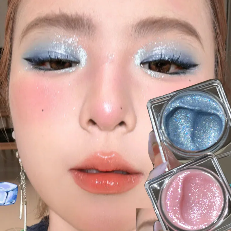 Ombretto diamantato Gel Cream Pearl Glitter Evidenziatore Shimmer Baco da seta Pigmento Cosmetici per il trucco del viso e del corpo duraturo ad asciugatura rapida