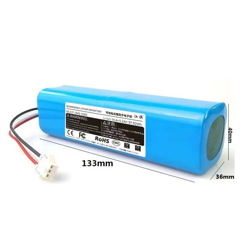 New 5600mAh INR18650 M26-4S2P 14.8V Battery For Proscenic, Philips, Haier For Lenovo Robot Vacuum Cleaner with SM 3-wire Plug