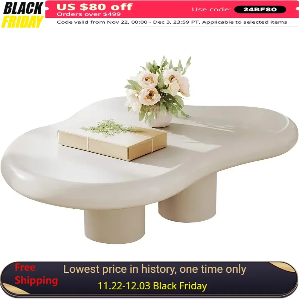 Cloud Coffee Table, Cute Irregular Indoor Tea Tables with 3 Legs, Easy Assembly, Coffee Table