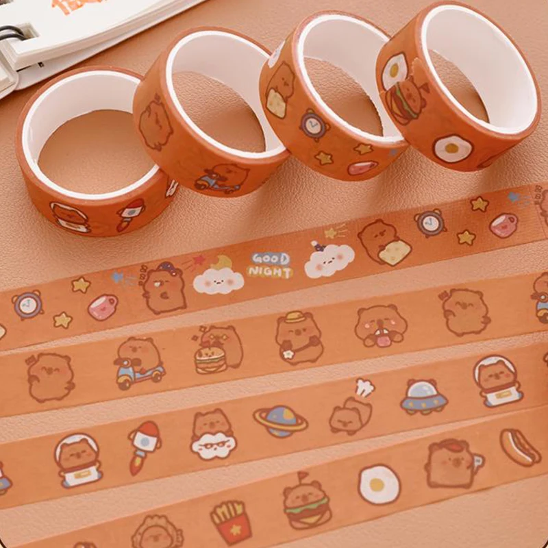 5 pçs bonito dos desenhos animados capivara washi fita mão conta fita decorativa colagem planejador diy colagem escola estacionária adesivos
