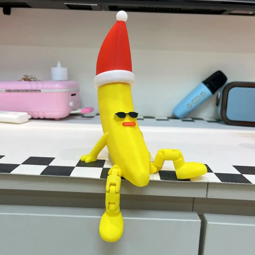 หมวกคริสต์มาส ของเล่นกล้วยพิมพ์ 3 มิติ ข้อต่อหลายจุด ของเล่นกล้วยพิมพ์ 3 มิติ ข้อต่อหลายจุด ของเล่นกล้วยขยับได้ ของสะสม
