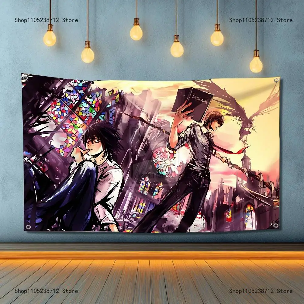 الكلاسيكية أنيمي D-الموت N-ملاحظات عالية الجودة العلم نسيج راية غرفة نوم غرفة المعيشة بار ديكورات للحفلات الاستخدام في الهواء الطلق