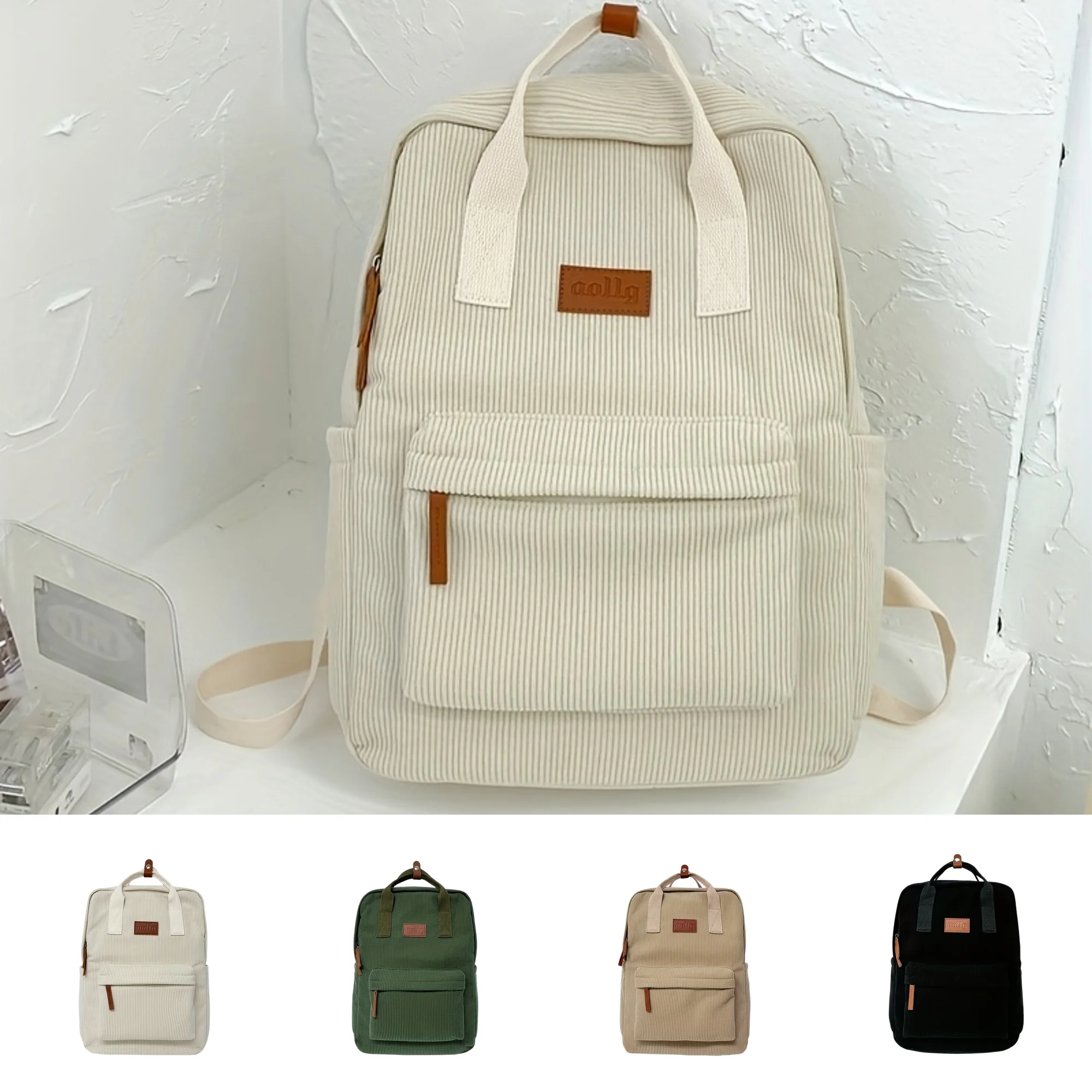 

Stylish Corduroy Tote Bag Simple Handbag Shoulder Bags for Woman Versatile Backpacks School Bags Mochilas Juveniles Adolescentes