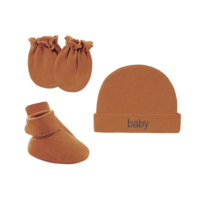 Newborn Hat+Gloves+Socks Set for Baby Boy&Girl Cotton Fall Casual Photography Props Soft Headwear Infant Nightcap Fashion